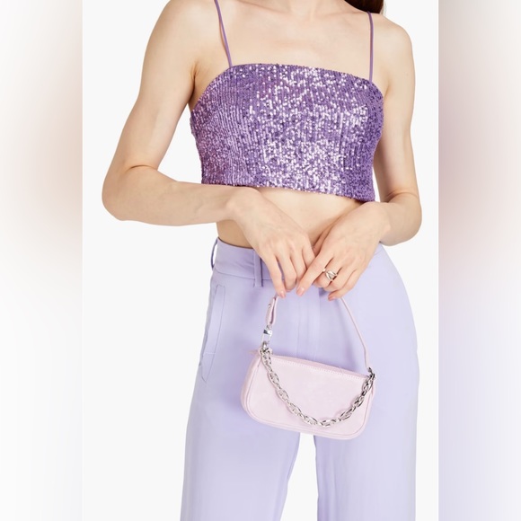 BY FAR Mini Rachel Shoulder Bag in Purple Suede - Picture 4 of 8